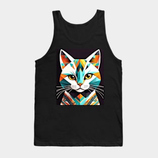 Geometric Cat, Graphic Design With Animals Tank Top